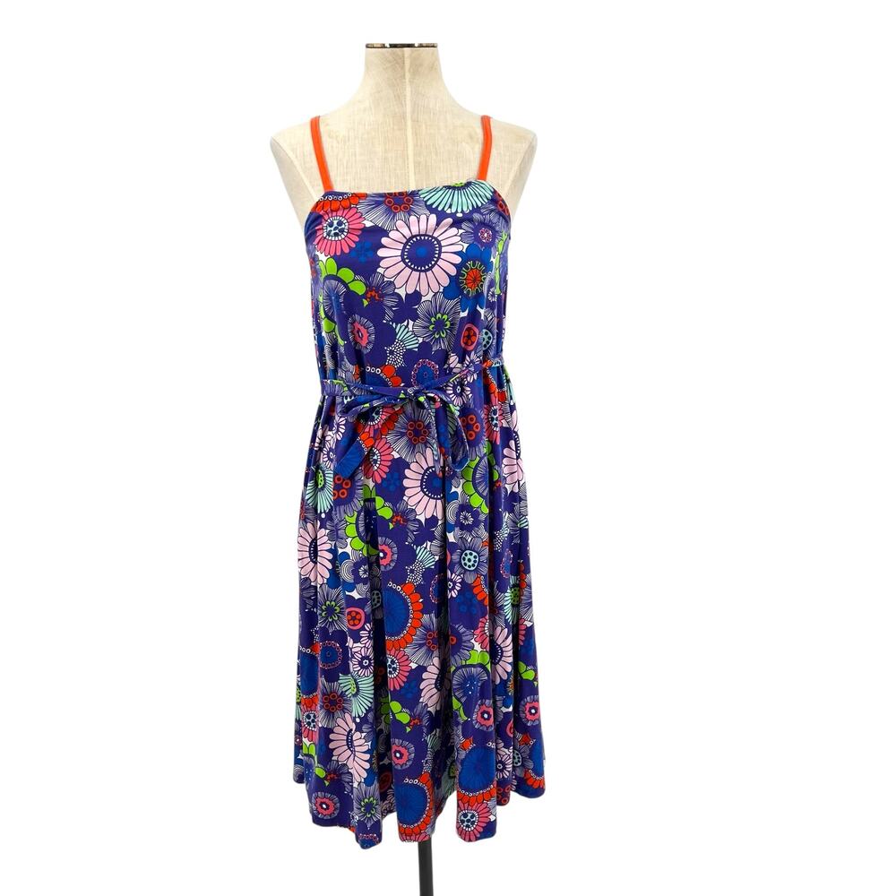 Marimekko Taimi Dress Floral Print Cotton Retro Purple Multicolor Size XS‎